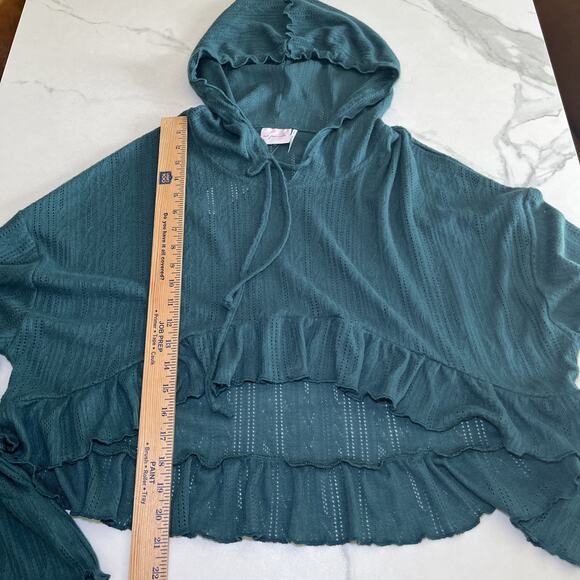 Urban Outfitters Out From Under Womens Lizzie Ruffle Sweater Teal Green L NWT - Picture 9 of 12